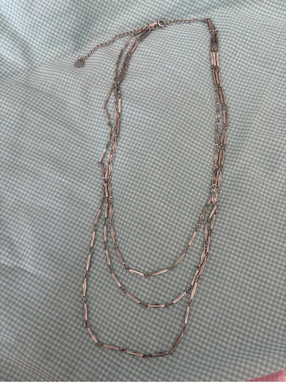 Lucky Brand Silver Multi-Strand Bar Link Necklace